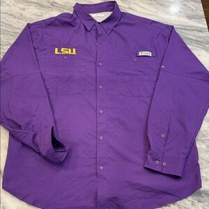 Columbia Men's LSU Purple Button Down Shirt
